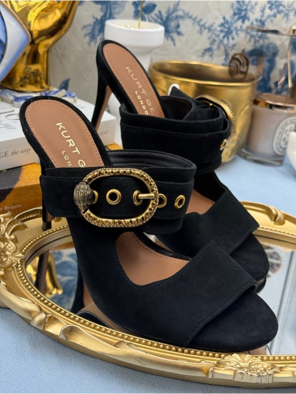 🆕 KURT GEIGER LONDON 🧿 NWOB Mayfair High Mule Buckle Dress Sandal - Sz 37 US 7